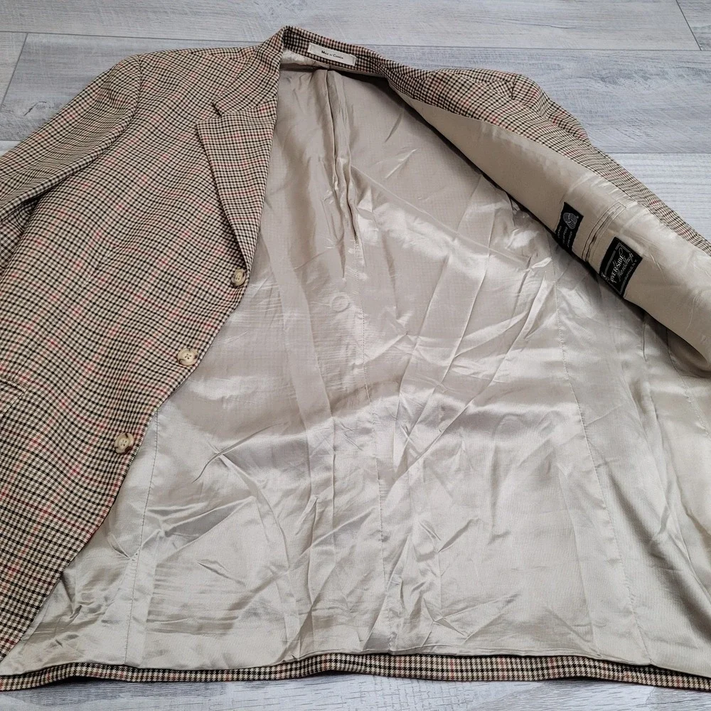 Vintage Ralph Ralph Lauren Sport Coat Mens 44 Tall Houndstooth Plaid Wool Canada